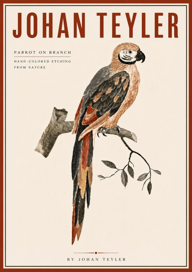 Johan Teyler Parrot on Branch No6 - Juliste