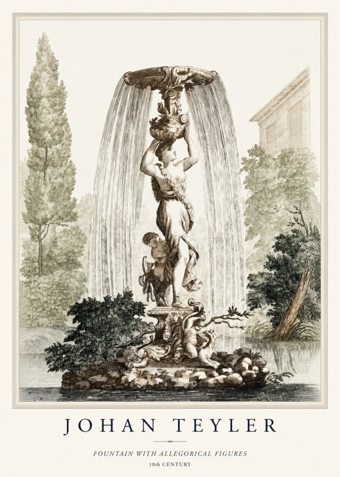 Johan Teyler Fountain with Allegorical Figures No1 - Juliste