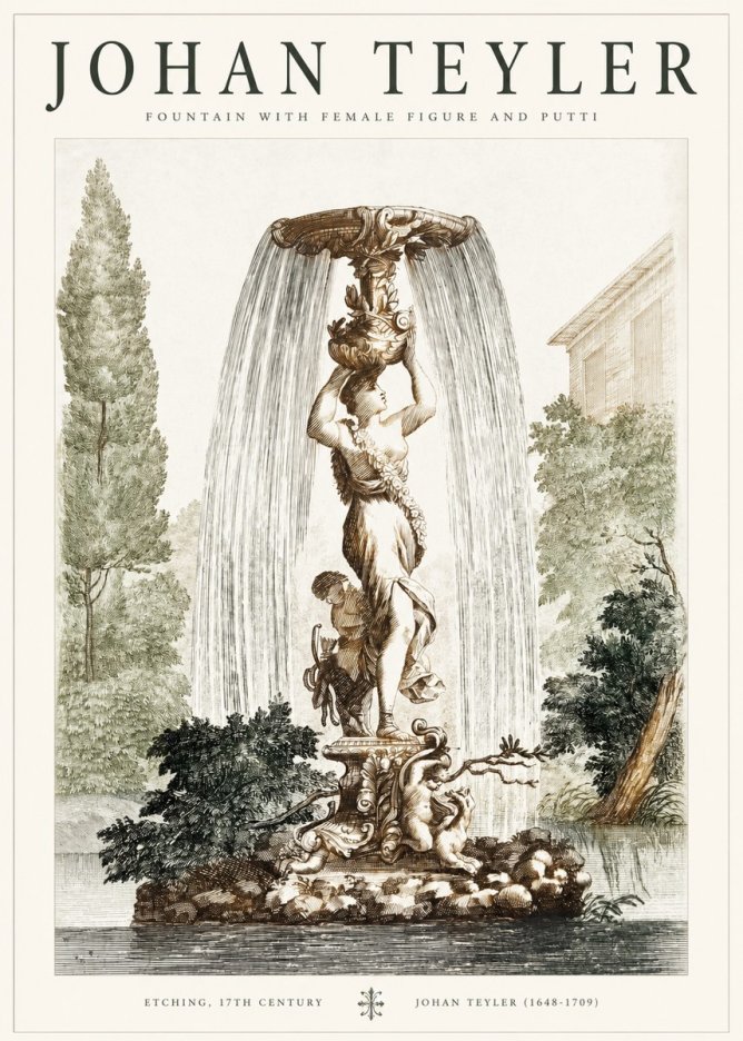 Johan Teyler Fountain with Allegorical Figures No2 - Juliste