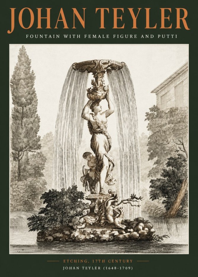 Johan Teyler Fountain with Allegorical Figures No3 - Juliste