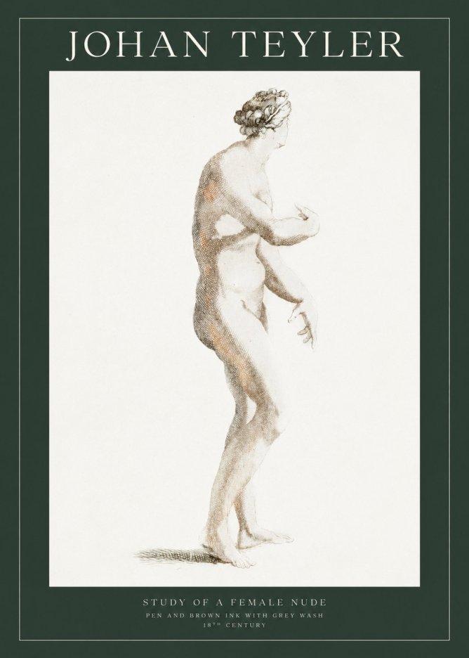 Johan Teyler Study of a Female Nude No1 - Juliste