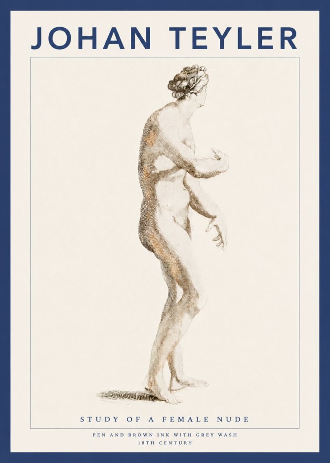 Johan Teyler Study of a Female Nude No3 - Juliste