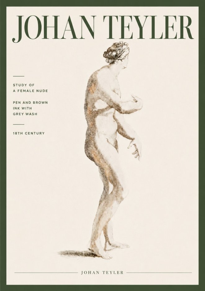 Johan Teyler Study of a Female Nude No4 - Juliste