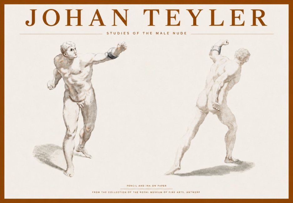 Johan Teyler Studies of the Male Nude No1 - Juliste