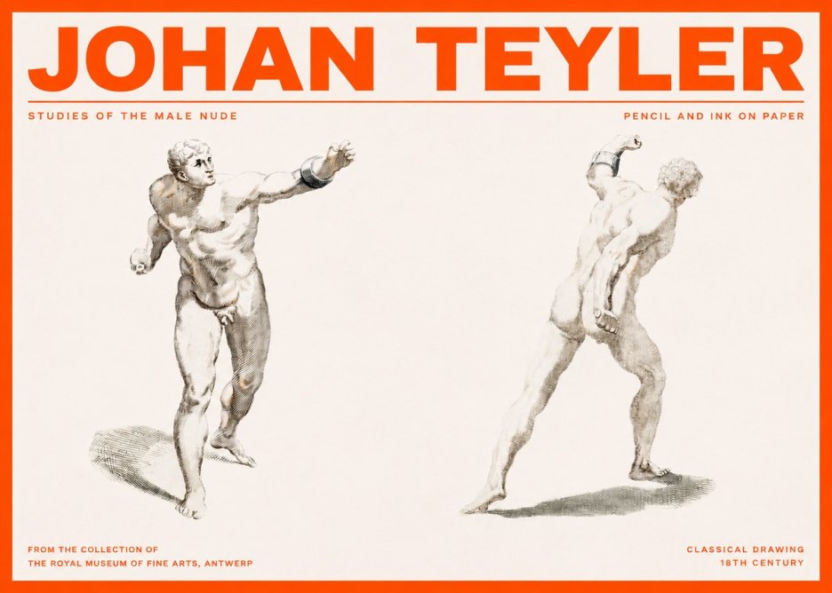Johan Teyler Studies of the Male Nude No2 - Juliste