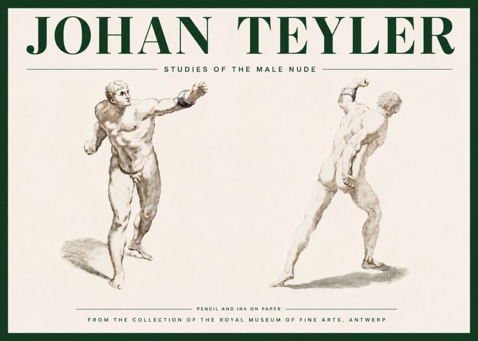 Johan Teyler Studies of the Male Nude No4 - Juliste