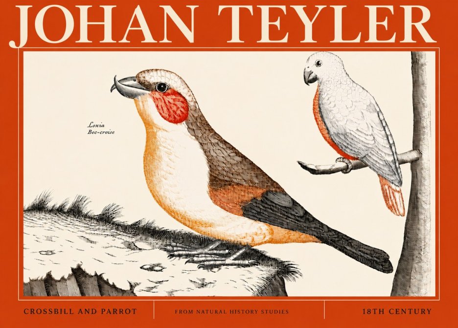 Johan Teyler Crossbill and Parrot No4 - Juliste