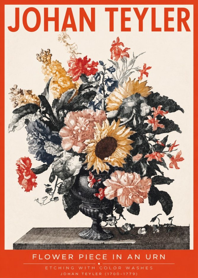Johan Teyler Flower Piece in an Urn I No2 - Juliste