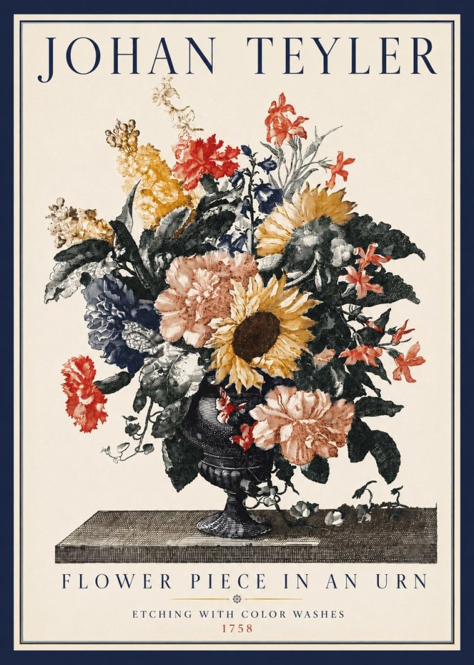 Johan Teyler Flower Piece in an Urn I No3 - Juliste