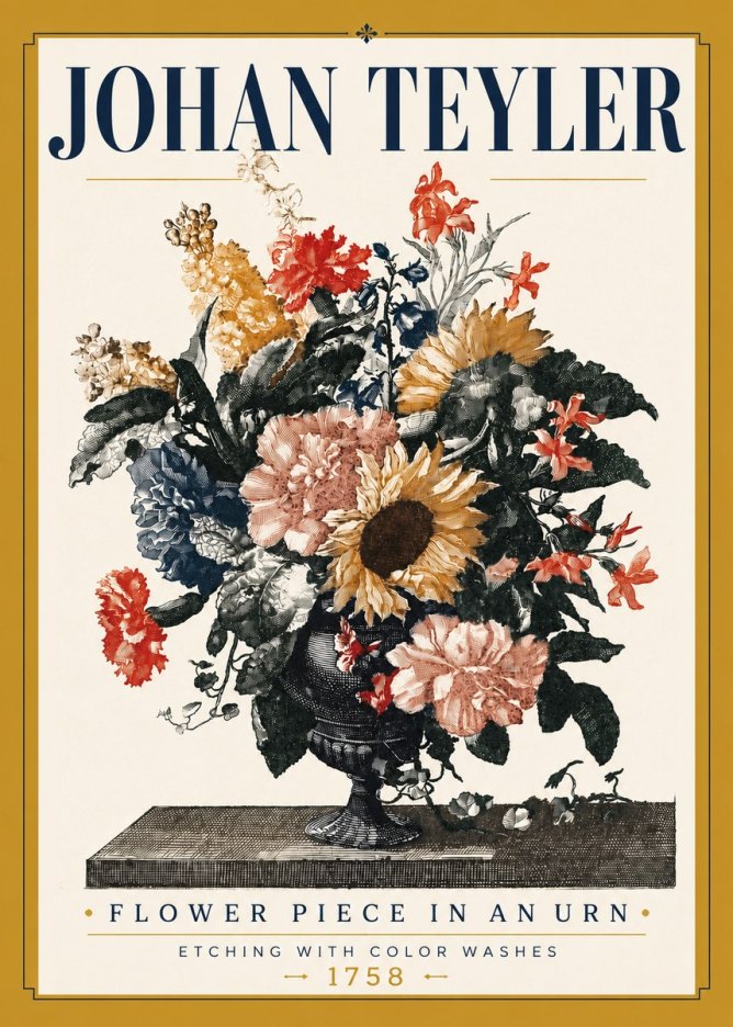 Johan Teyler Flower Piece in an Urn I No5 - Juliste