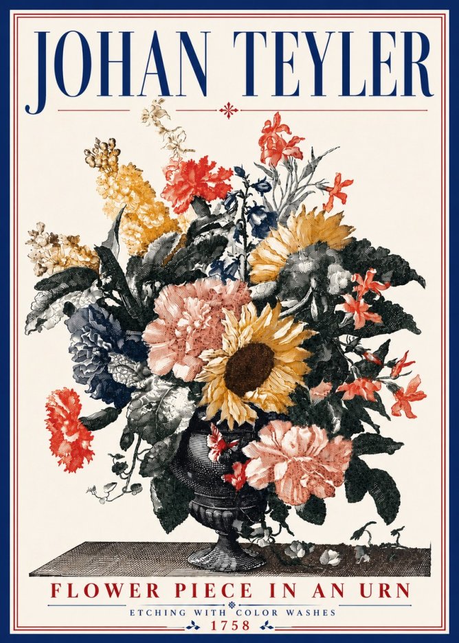 Johan Teyler Flower Piece in an Urn I No6 - Juliste
