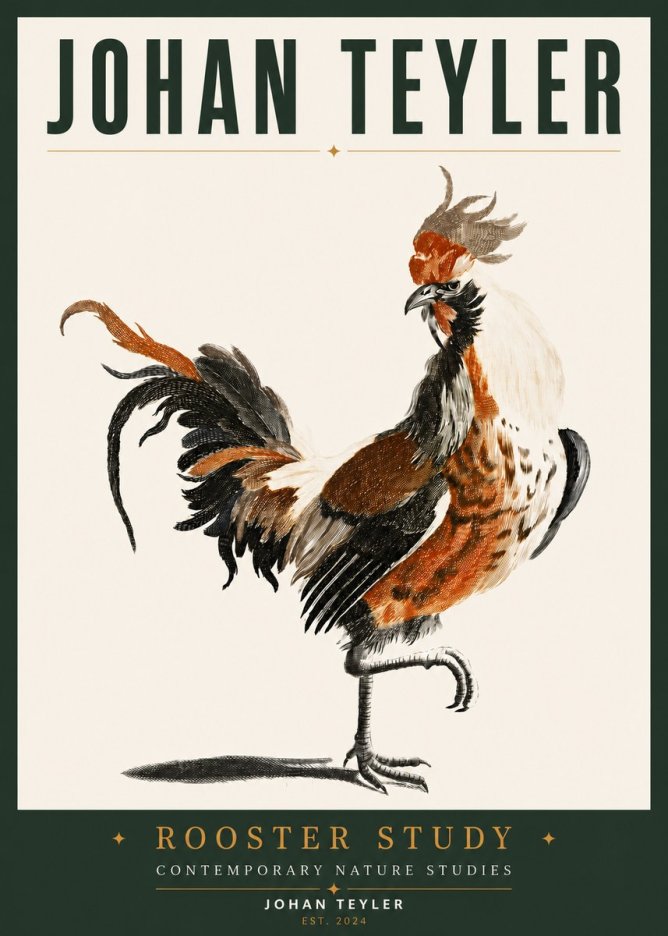 Johan Teyler Rooster Study No3 - Juliste