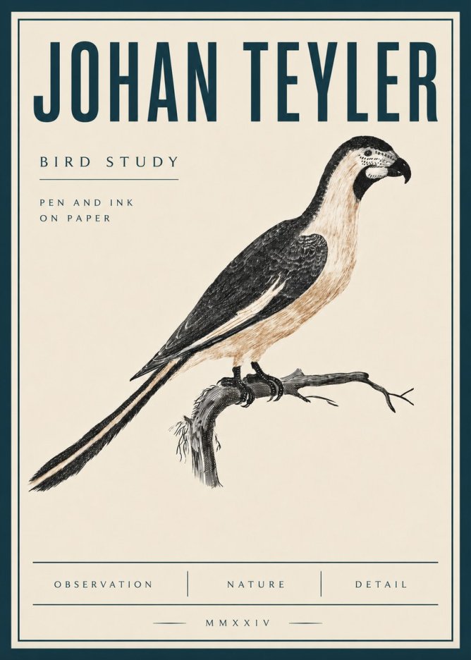 Johan Teyler Bird Study I No4 - Juliste