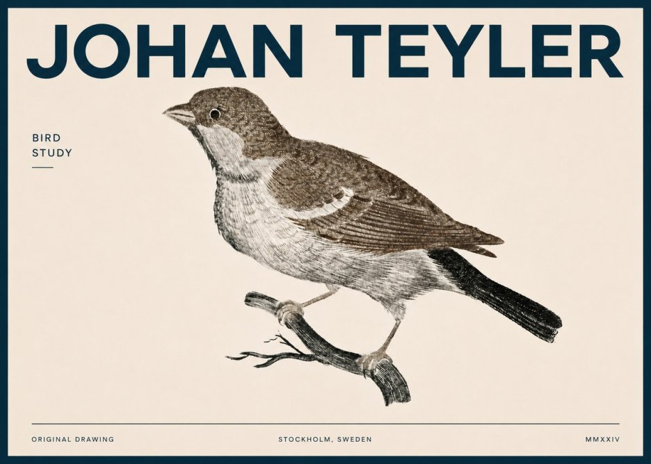 Johan Teyler Bird Study II No4 - Juliste