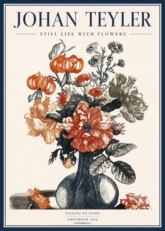 Johan Teyler Still Life with Flowers No3 - Juliste