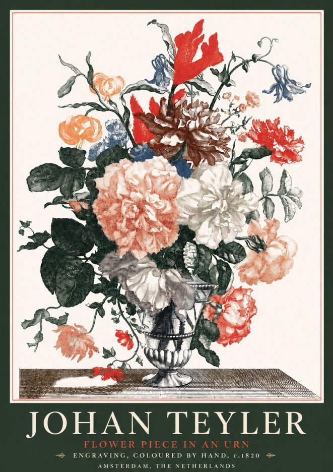 Johan Teyler Flower Piece in an Urn II No4 - Juliste