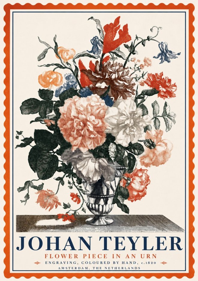Johan Teyler Flower Piece in an Urn II No5 - Juliste