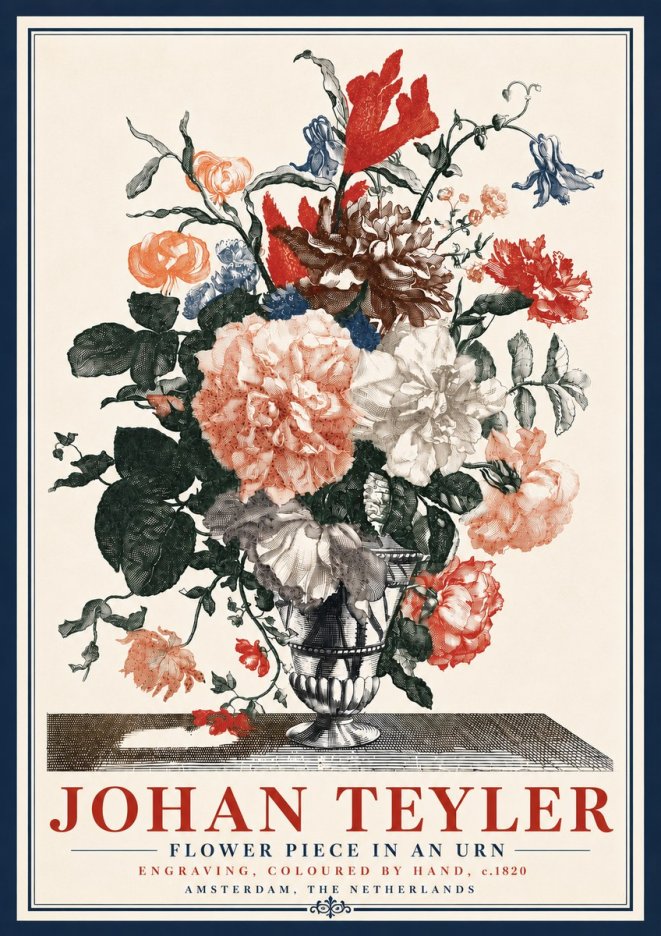 Johan Teyler Flower Piece in an Urn II No6 - Juliste