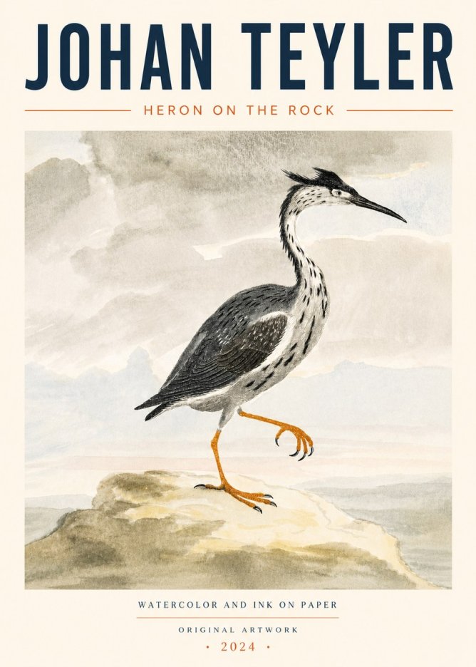 Johan Teyler Heron on the Rock No4 - Juliste