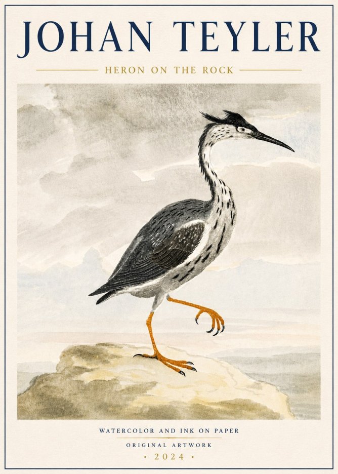 Johan Teyler Heron on the Rock No6 - Juliste