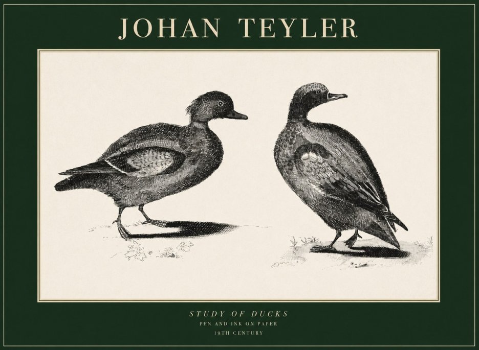 Johan Teyler Study of Ducks No1 - Juliste