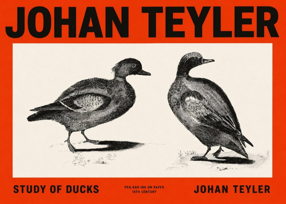 Johan Teyler Study of Ducks No2 - Juliste
