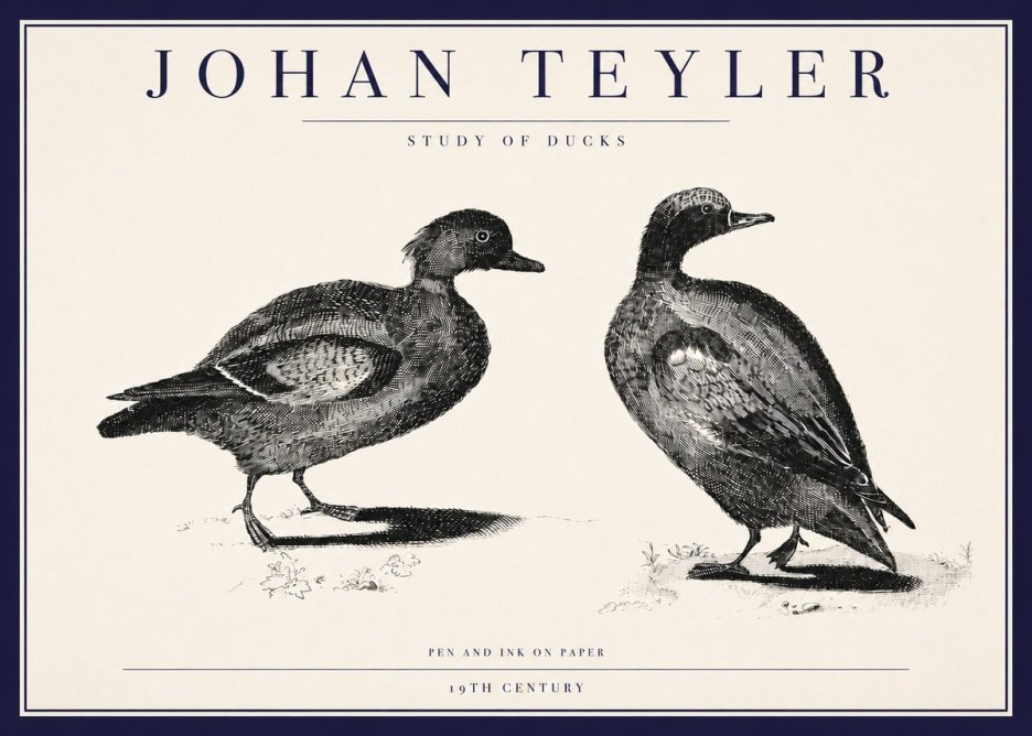 Johan Teyler Study of Ducks No3 - Juliste