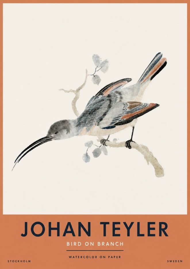 Johan Teyler Bird on Branch I No4 - Juliste