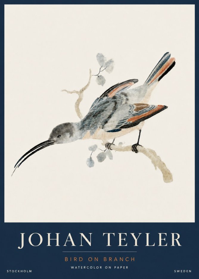Johan Teyler Bird on Branch I No5 - Juliste