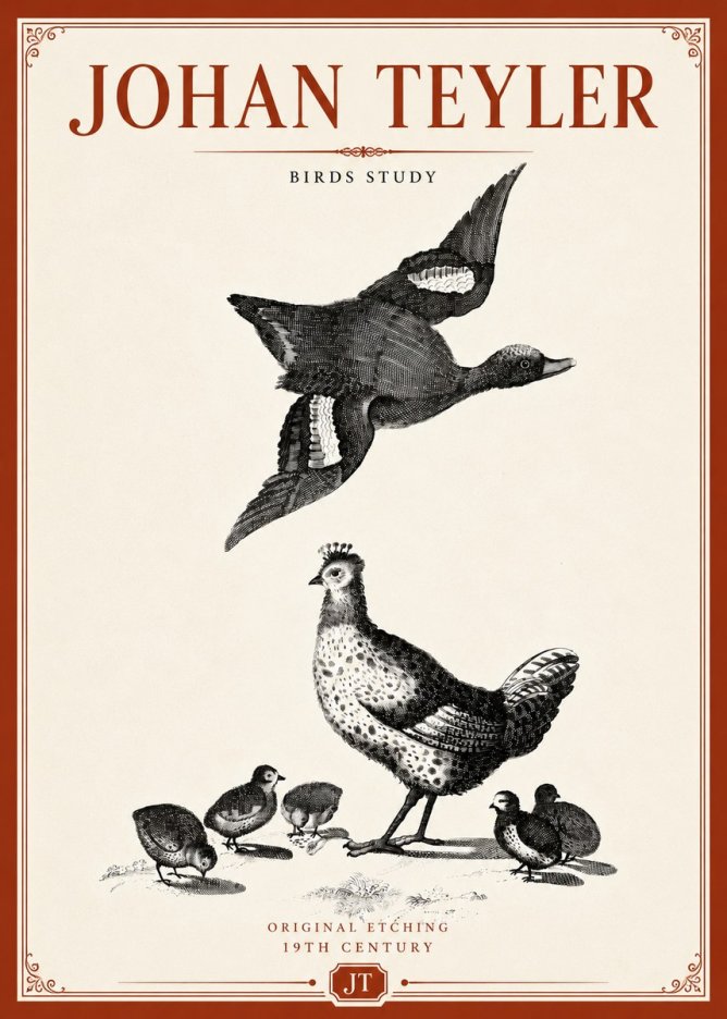 Johan Teyler Birds Study No5 - Juliste