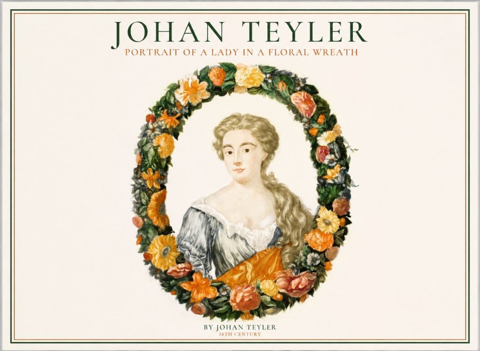 Johan Teyler Portrait of a Lady in a Floral Wreath No1 - Juliste