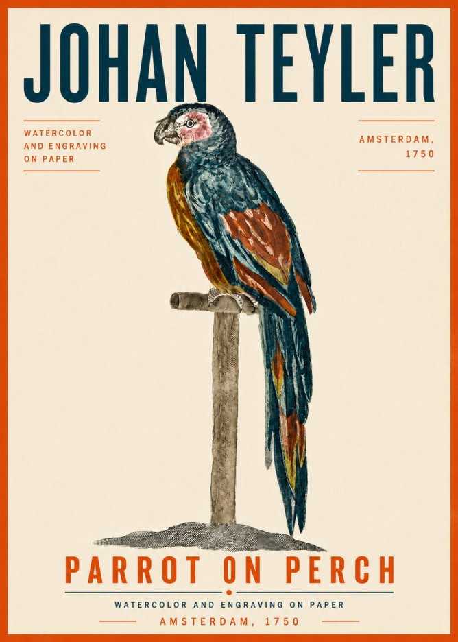 Johan Teyler Parrot on Perch No6 - Juliste