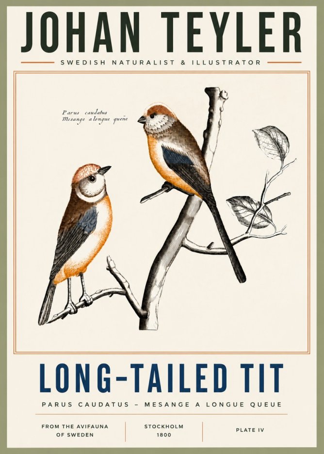 Johan Teyler Long-tailed Tit No4 - Juliste