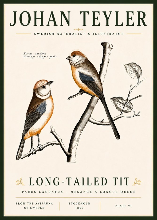 Johan Teyler Long-tailed Tit No6 - Juliste