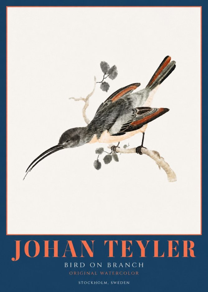 Johan Teyler Bird on Branch II No2 - Juliste