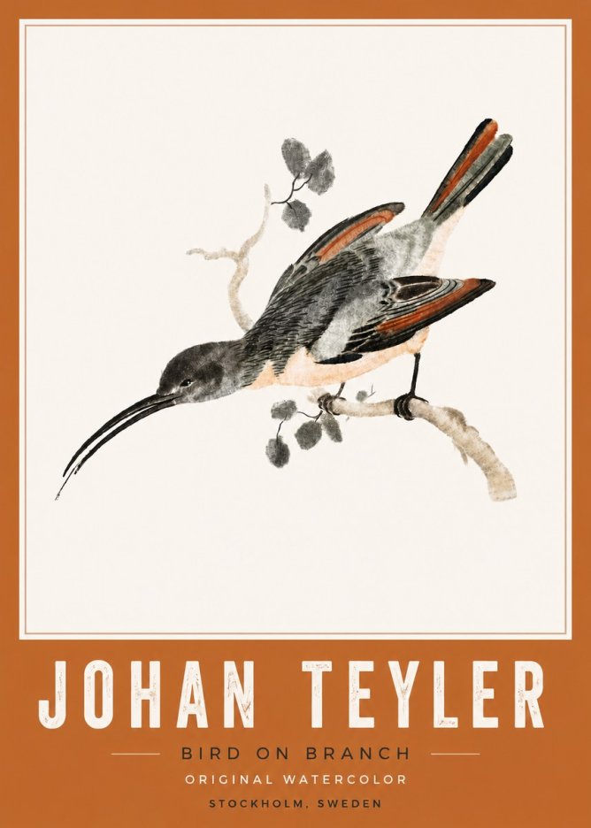 Johan Teyler Bird on Branch II No6 - Juliste