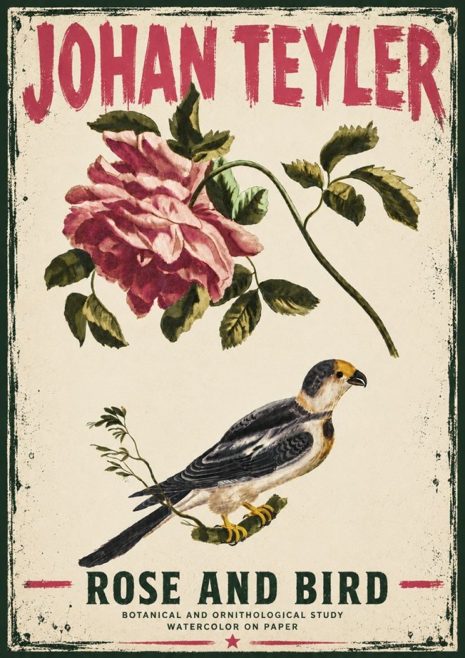 Johan Teyler Rose and Bird I No6 - Juliste