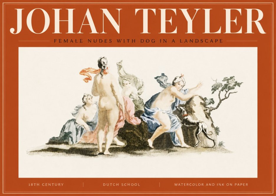 Johan Teyler Nudi Femminili Con Cane in Paesaggio No5 - Juliste