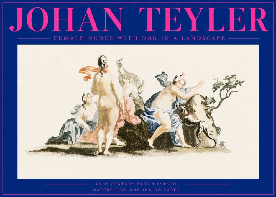 Johan Teyler Nudi Femminili Con Cane in Paesaggio No6 - Juliste
