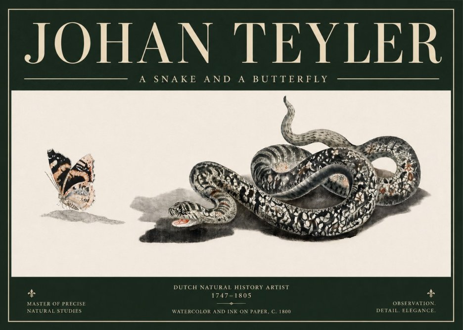 Johan Teyler Snake and Butterfly No5 - Juliste