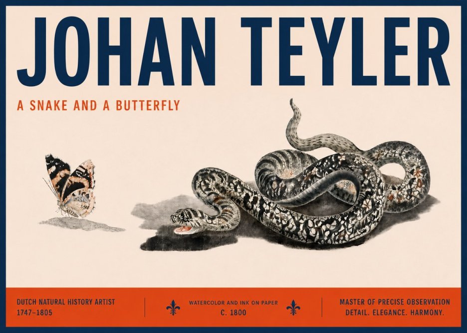 Johan Teyler Snake and Butterfly No6 - Juliste