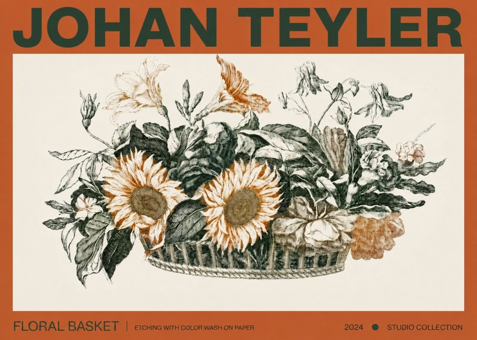 Johan Teyler Floral Basket No3 - Juliste