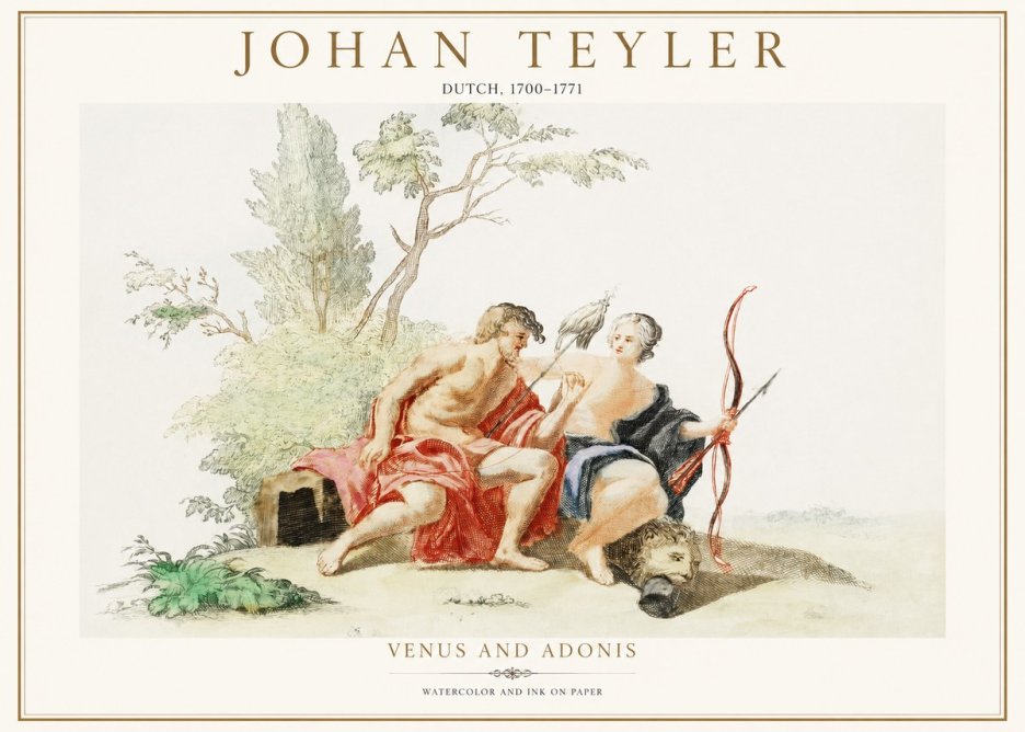 Johan Teyler Venus and Adonis No1 - Juliste