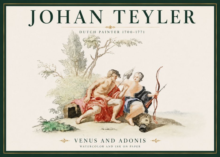 Johan Teyler Venus and Adonis No3 - Juliste