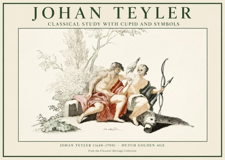 Johan Teyler Classical Study with Cupid and Symbols No1 - Juliste