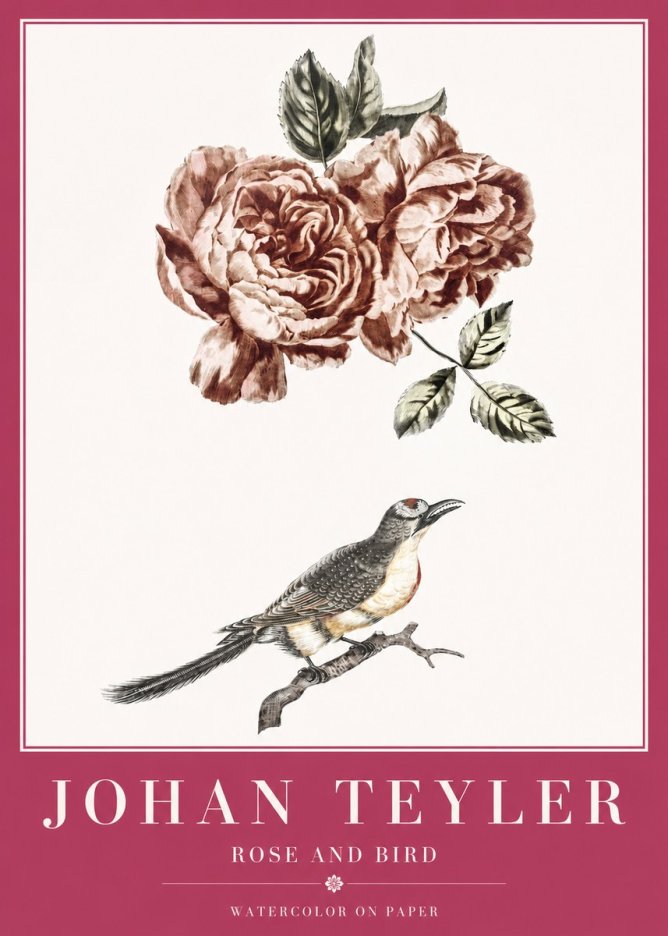 Johan Teyler Rose and Bird II No2 - Juliste