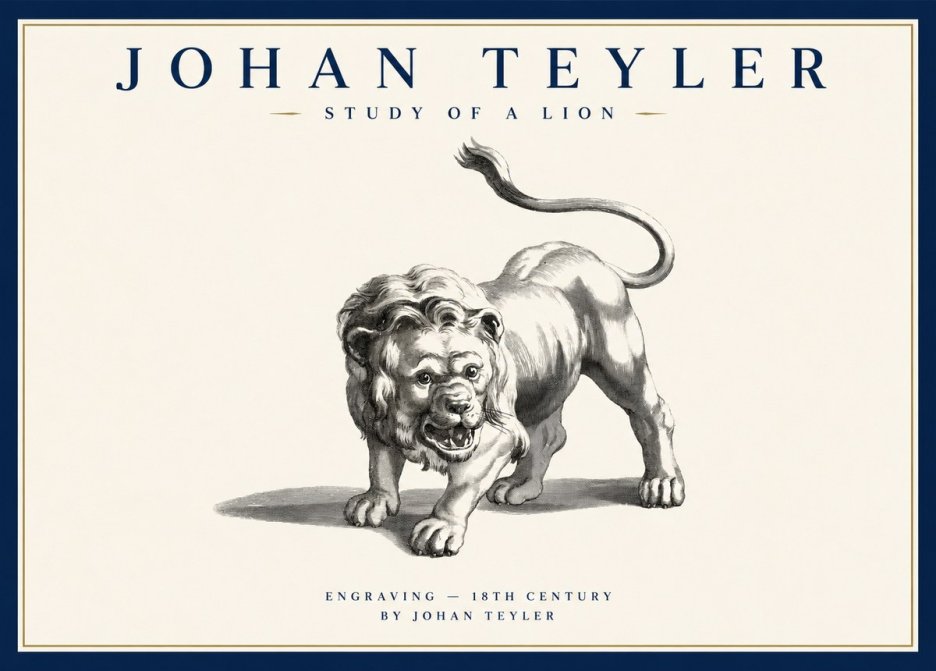 Johan Teyler Study of a Lion No1 - Juliste