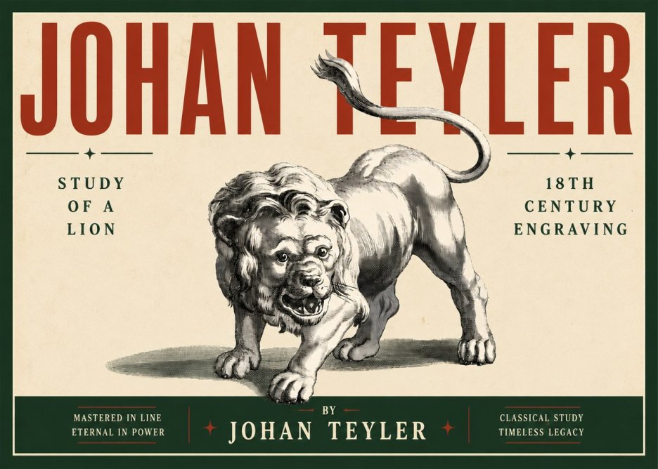 Johan Teyler Study of a Lion No5 - Juliste