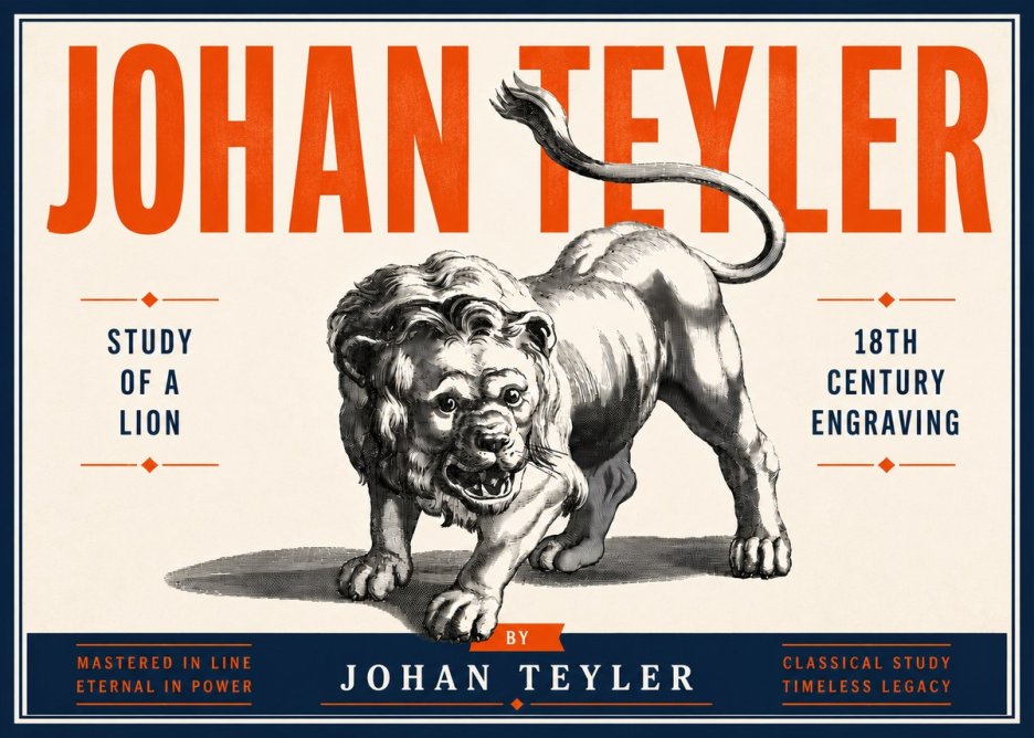 Johan Teyler Study of a Lion No6 - Juliste