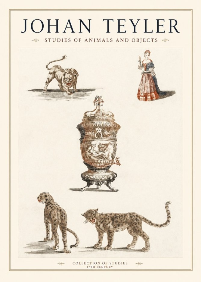 Johan Teyler Studies of Animals and Objects No1 - Juliste